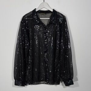 Chic Black Sequin Top